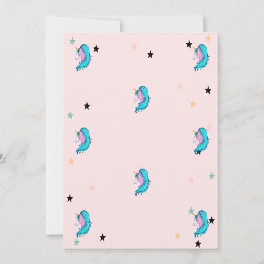 水の色ユニコーンスターズベビーシャワー招待状 招待状 (裏面)