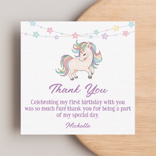 水の色ユニコーン感謝していユーガール1誕生日 ノートカード
