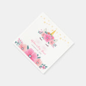 水の色ユニコーン顔フローラスターベビーシャワー スタンダードカクテルナプキン (角)