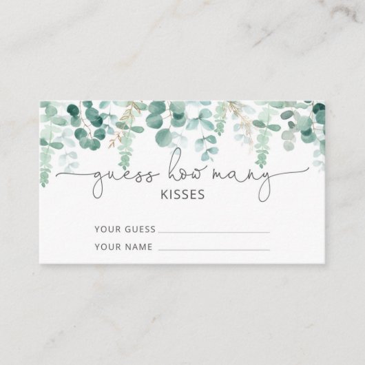 水の色ユーカリどのように多くのキスブライダルゲーム エンクロージャーカード (正面)