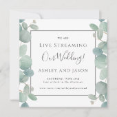 水の色ユーカリのライブストリーミ結婚ング 招待状 (正面)