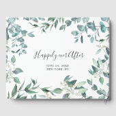 水の色ユーカリの緑の写真結婚のゲスト ゲストブック (裏面)