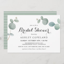 水の色ユーカリプトゥスブライダルシャワー招待 招待状