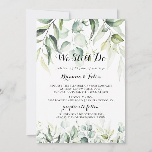 水の色ユーカリ我々はまだ誓いを更新する 招待状 (正面)