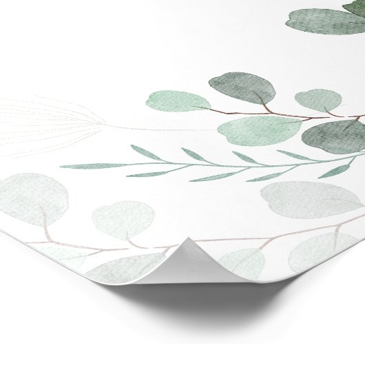 水の色ユーカリ緑の赤ちゃんシャワーへようこそ ポスター (角)