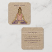 水の色ヨガガガール先生インロータスポーズ スクエア名刺 (正面/裏面)