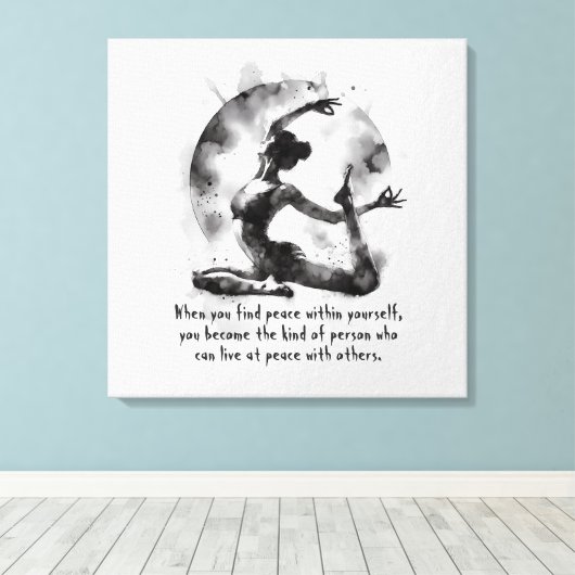 水の色ヨガ霊気一足王ピジョンポーズ キャンバスプリント (インサイチュ (ウッドフロア))