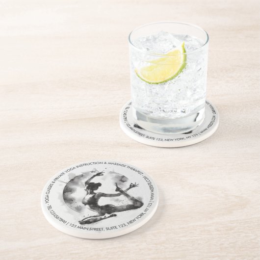 水の色ヨガ霊気一足王ピジョンポーズ コースター (側面)