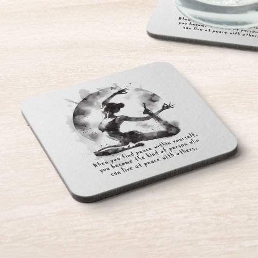 水の色ヨガ霊気一足王ピジョンポーズ コースター (左側)