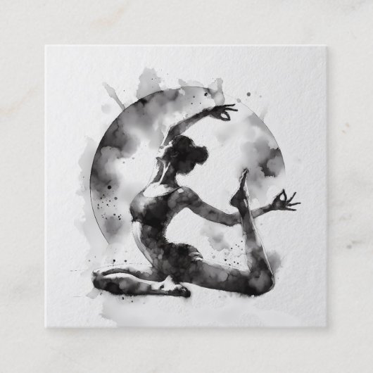 水の色ヨガ霊気一足王ピジョンポーズ スクエア名刺 (正面)