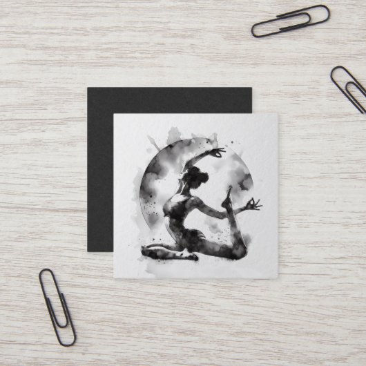 水の色ヨガ霊気一足王ピジョンポーズ スクエア名刺 (正面/裏面インサイチュ)