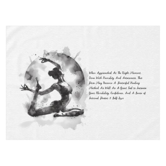 水の色ヨガ霊気一足王ピジョンポーズ テーブルクロス (正面(横))