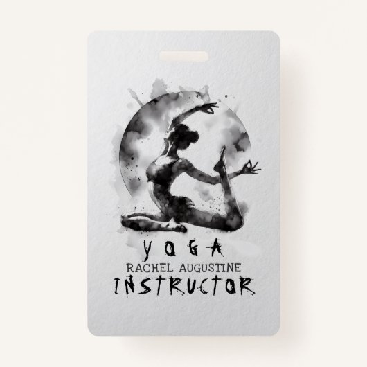 水の色ヨガ霊気一足王ピジョンポーズ バッジ (正面)