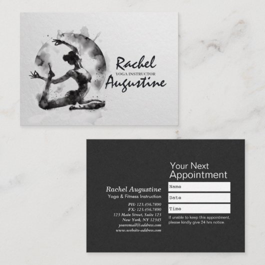 水の色ヨガ霊気一足王ピジョンポーズ 予約カード (正面/裏面)