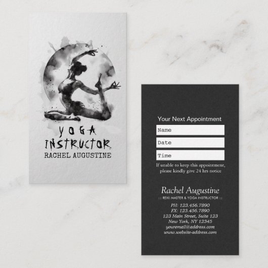 水の色ヨガ霊気一足王ピジョンポーズ 予約カード (正面/裏面)