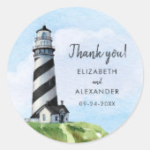 水の色ライトハウス結婚の感謝 ラウンドシール (正面)
