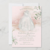 水の色ライト&エアリーブライダルガウンシャワー 招待状 (正面)