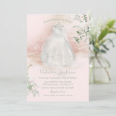 水の色ライト&エアリーブライダルガウンシャワー 招待状 (スタンド正面)