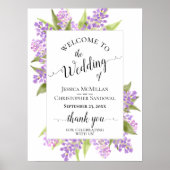 水の色ライラックエレガントなウェディングウェルカムサイン ポスター (正面)