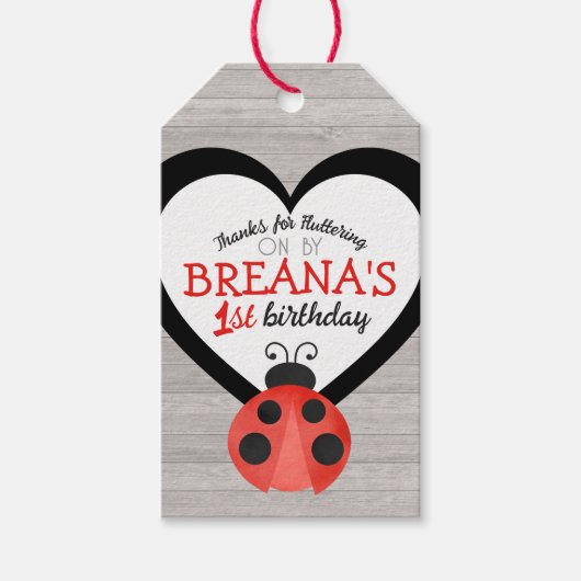 水の色ラディバグオンウッド誕生日の好意 ギフトタグ (正面)