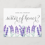 水の色ラベンダーは私の名誉の妹になる インビテーションポストカード (正面)