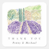 水の色ラベンダーフィールドありがとうお願い スクエアシール (正面)