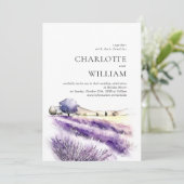 水の色ラベンダーフ結婚ィールドのオールインワン 招待状 (スタンド正面)