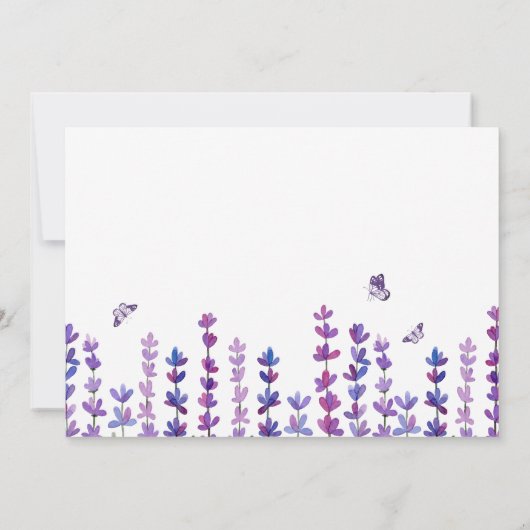 水の色ラベンダーブーケありがとうベビーシャワー サンキューカード (裏面)