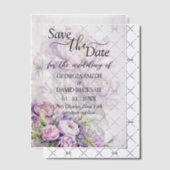 水の色ラベンダー牡丹の結婚式の日付を保存 ベラム紙招待状 (オフセット (招待状))