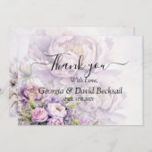 水の色ラベンダー牡丹結婚の感謝 サンキューカード (正面/裏面)