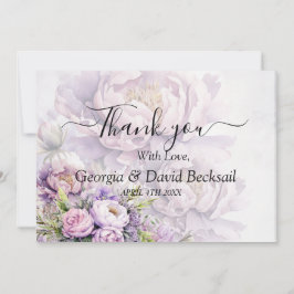 水の色ラベンダー牡丹結婚の感謝 サンキューカード