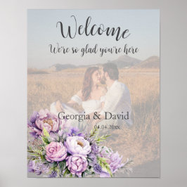 水の色ラベンダー結婚牡丹の歓迎の写真 ポスター