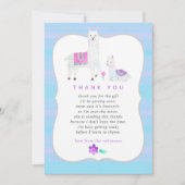 水の色ラマをテーマにした赤ちゃんシャワーありがとう サンキューカード (正面)