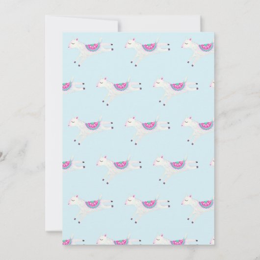 水の色ラマをテーマにした赤ちゃんシャワーありがとう サンキューカード (裏面)