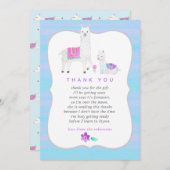 水の色ラマをテーマにした赤ちゃんシャワーありがとう サンキューカード (正面/裏面)