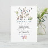 水の色ラマをテーマにした赤ちゃんシャワーありがとう サンキューカード (スタンド正面)