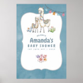 水の色ラマをテーマにした赤ちゃんシャワーへようこそ ポスター (正面)