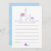 水の色ラマをテーマにした赤ちゃんシャワー母アドバイス 招待状 (正面/裏面)