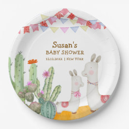 水の色ラマデザートカボスフィエスタベビーシャワー ペーパープレート