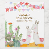 水の色ラマデザートカボスフィエスタベビーシャワー ワインラベル (シングルラベル)