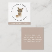 水の色ラマ着用グラスベビーシッターPastel スクエア名刺 (正面/裏面)