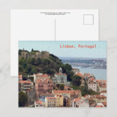 水の色リスボンポルトガルのスカイライン ポストカード (正面/裏面)