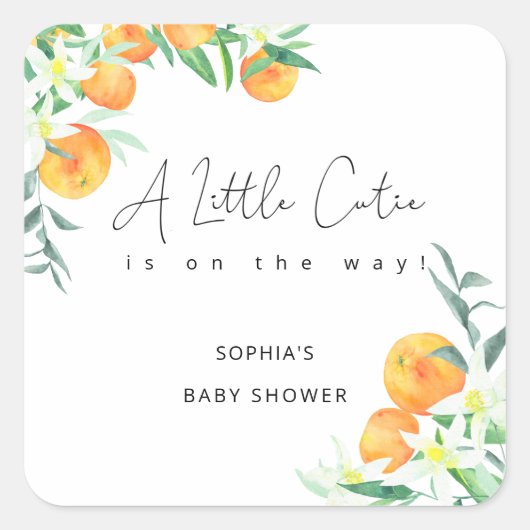 水の色リトルかわいこちゃんは途中の赤ちゃんシャワー スクエアシール (正面)