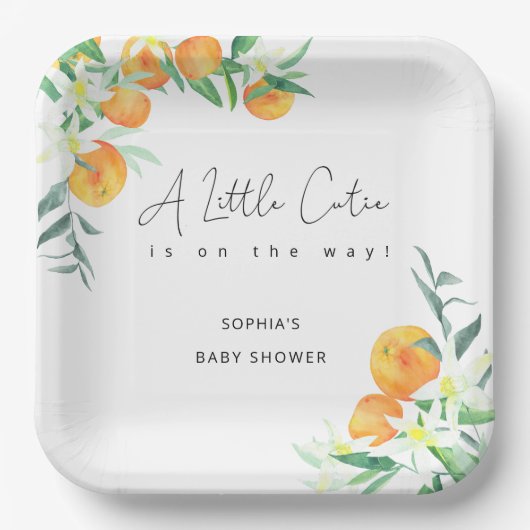 水の色リトルかわいこちゃんは途中の赤ちゃんシャワー ペーパープレート (正面)