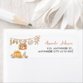 水の色リトルカボチャ秋秋の赤ちゃんシャワー ラベル (インサイチュ)