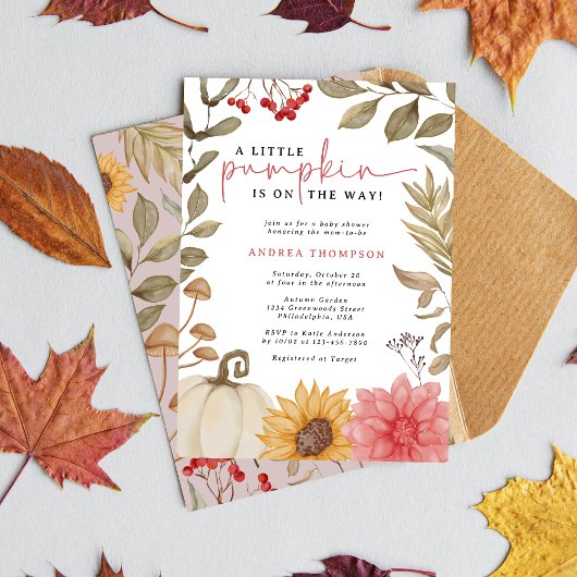 水の色リトルカボチャ秋秋の赤ちゃんシャワー 招待状