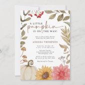 水の色リトルカボチャ秋秋の赤ちゃんシャワー 招待状 (正面)