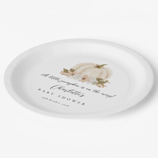 水の色リトルカボチャ赤ちゃんシャワー紙 ペーパープレート (アングル)