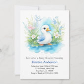 水の色リトルダックボーイ赤ちゃんシャワー 招待状 (正面)