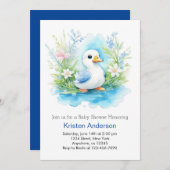 水の色リトルダックボーイ赤ちゃんシャワー 招待状 (正面/裏面)